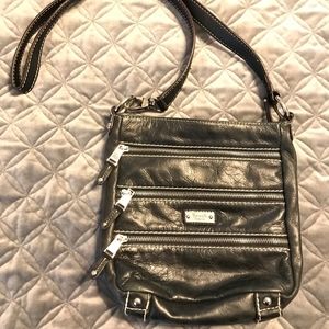 Tignanello Triple Zipper Crossbody Purse, Black